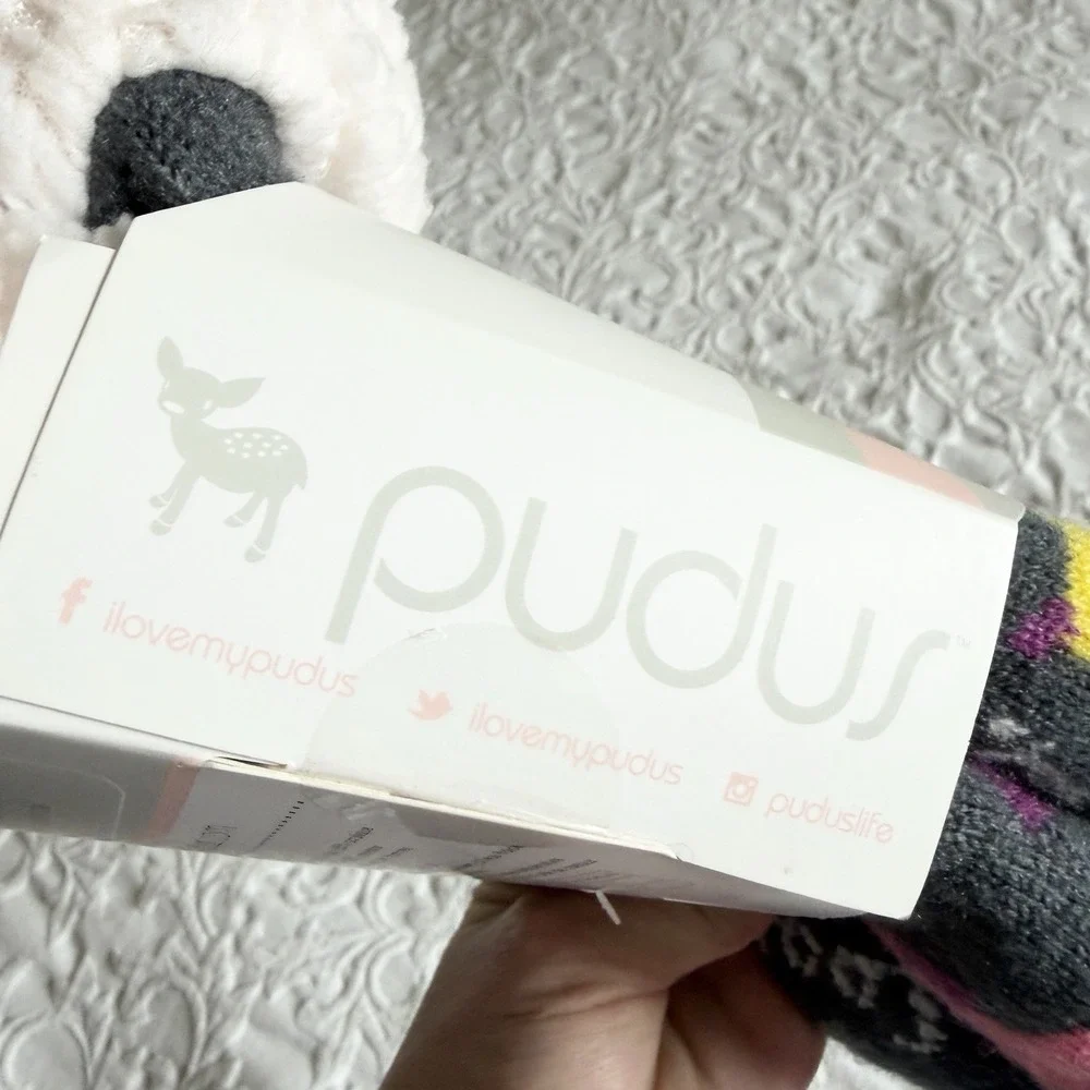 Pudus Slipper Socks Women Gray Dog Print Faux Fur Lined Non Slip Gripper NWT